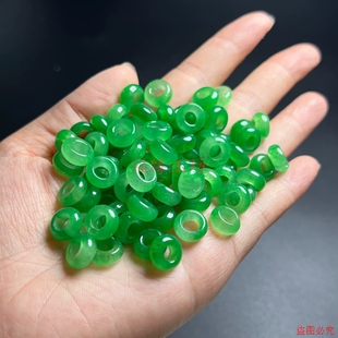 翡翠色满绿祖母绿干青铁龙生大孔隔片散珠算盘珠diy配件