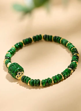 铁龙生翡翠色干青手链