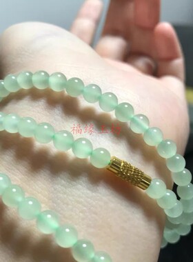和田玉高冰圆珠手串项链两用