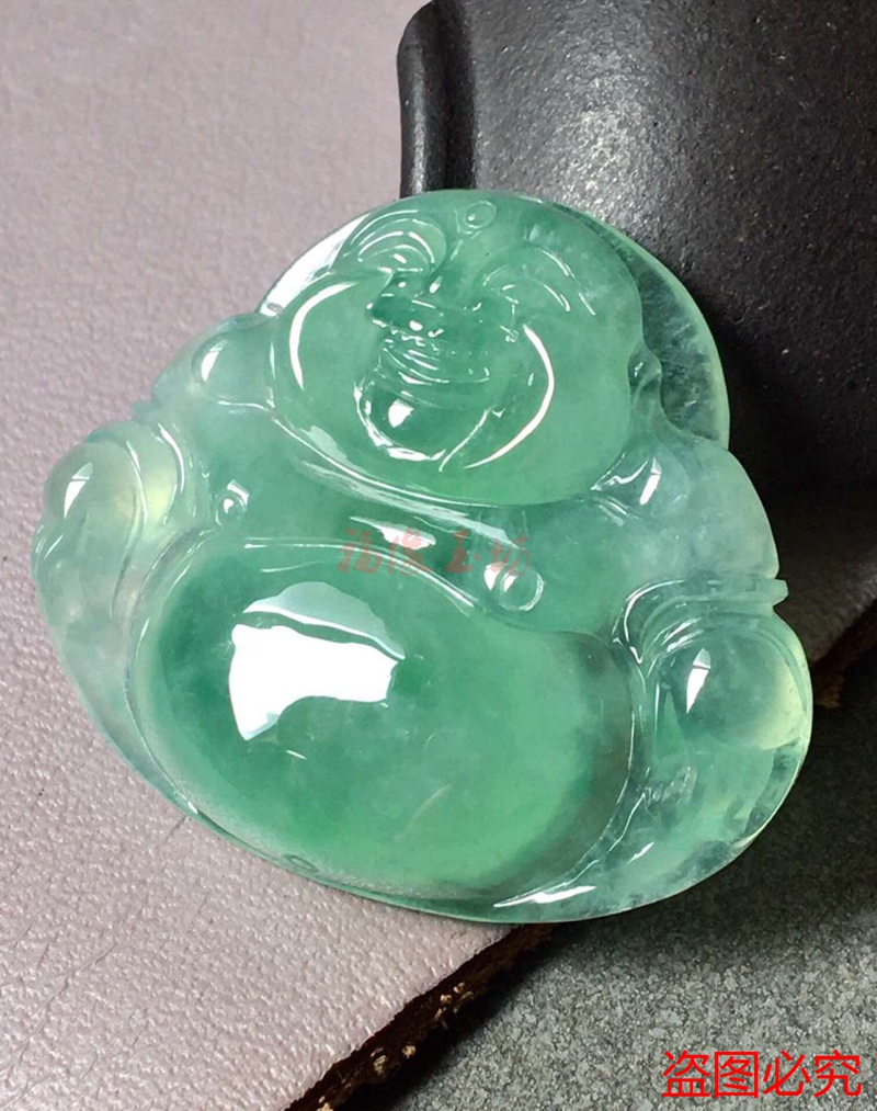 福缘玉坊缅甸翡翠玉佛吊坠冰化地飘阳绿坐佛翡翠吊坠翡翠佛公包邮