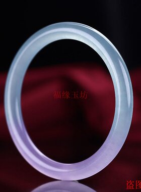 翡翠手镯冰透飘花蓝底玉镯子旺夫玉手镯细款少女叮当镯小号细圆条