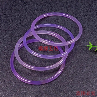 天然巴西玛瑙玉髓高冰芙蓉玉少女心美人叮当镯细条粉紫色手镯