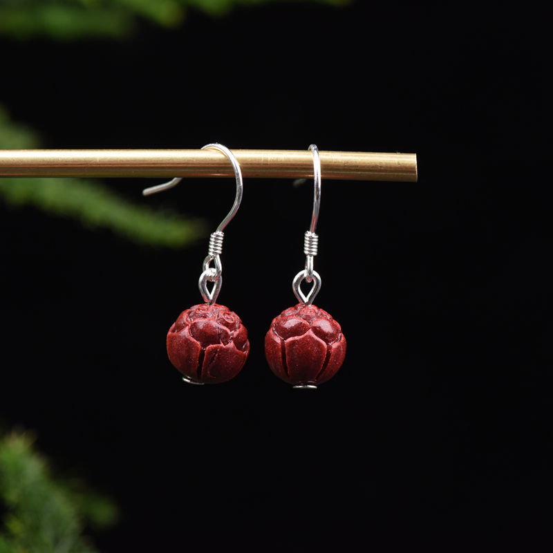 紫朱砂耳钉女2021年新款红色耳环紫金砂耳饰耳坠高级感轻奢气质