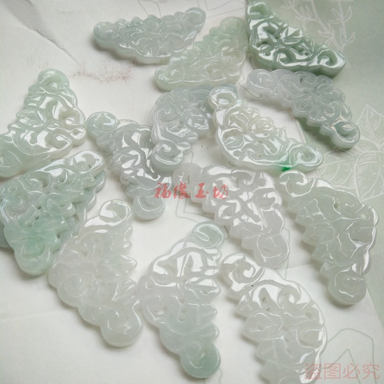 天然翡翠A货如意花环吊坠 翡翠三角梳玉片饰品发簪璎珞项链配件,饰品/流行首饰/时尚饰品新,项坠/吊坠,淘宝优惠券,粉丝福利购,淘宝优惠卷