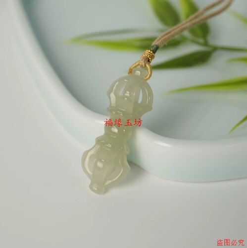 和田玉青白玉金刚杵吊坠高级感