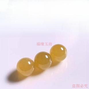 缅甸翡翠玉散珠冰种黄翡转运珠6 13mm小圆珠diy手链项链耳环配珠