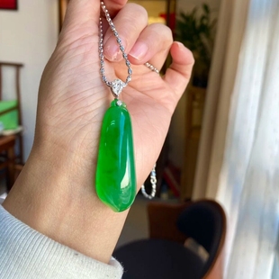福缘玉坊新品翡翠冰种满绿福瓜吊坠 翡翠福瓜玉坠男女情侣款玉佩