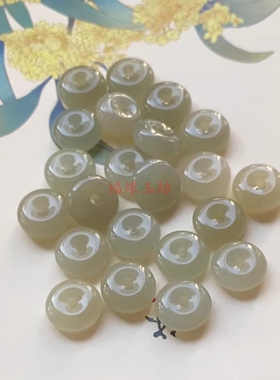 和田玉晴水12mm平安扣隔珠