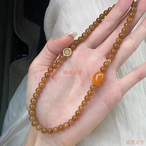 招财小众新款和田糖料糖色圆珠子手串情侣多圈手链闺蜜女款礼物