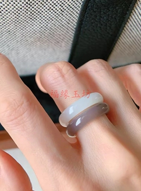 和田玉古风简约玉石指环