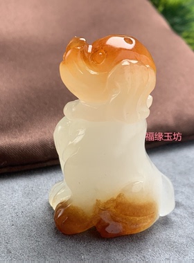 天然金丝玉旺财狗狗挂件生肖狗吊坠情侣男女款立体雕刻玉坠带挂绳