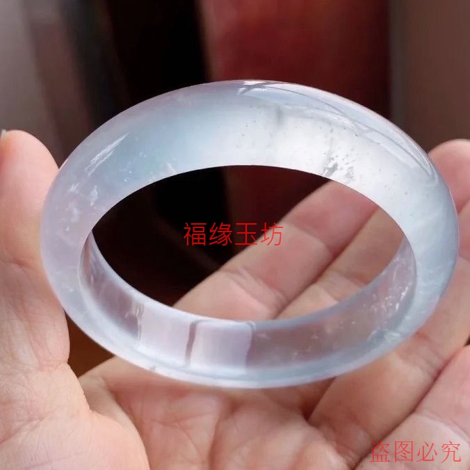 白月光翡翠手镯女新款冰种正圈玉镯子正品水润晴水平安镯女士