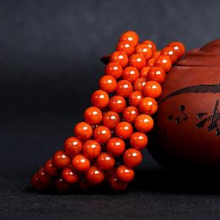 天然南红玛瑙散珠原矿保山凉山圆珠子满肉柿子红手串隔珠项链顶珠