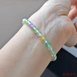 精品石英岩玉翡翠色手串高冰多宝糖果色6mm圆珠单圈手链女款 手饰