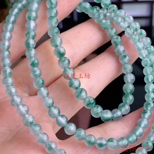 高冰飘花翡翠色项链珠子毛衣链佛珠挂绳独龙玉小圆珠链子diy