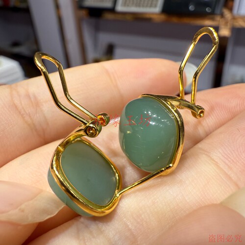 爆款和田粉青国风款素雅耳扣