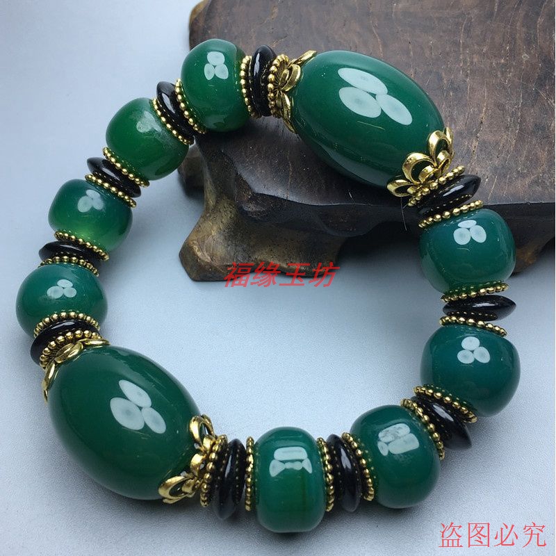 藏式天然正品老玛瑙天珠手串