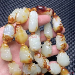 真品和田玉手串新疆和田玉白玉精雕十八罗汉手链特色手持件玉石