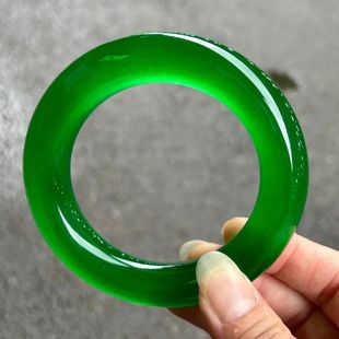 缅甸翡翠冰种帝王绿手镯飘绿正圈玉镯女款旺夫通透玉贵妃手镯