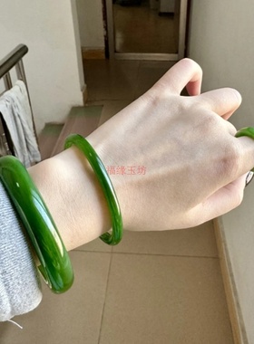 和田玉色碧玉平安镯美人条玉镯