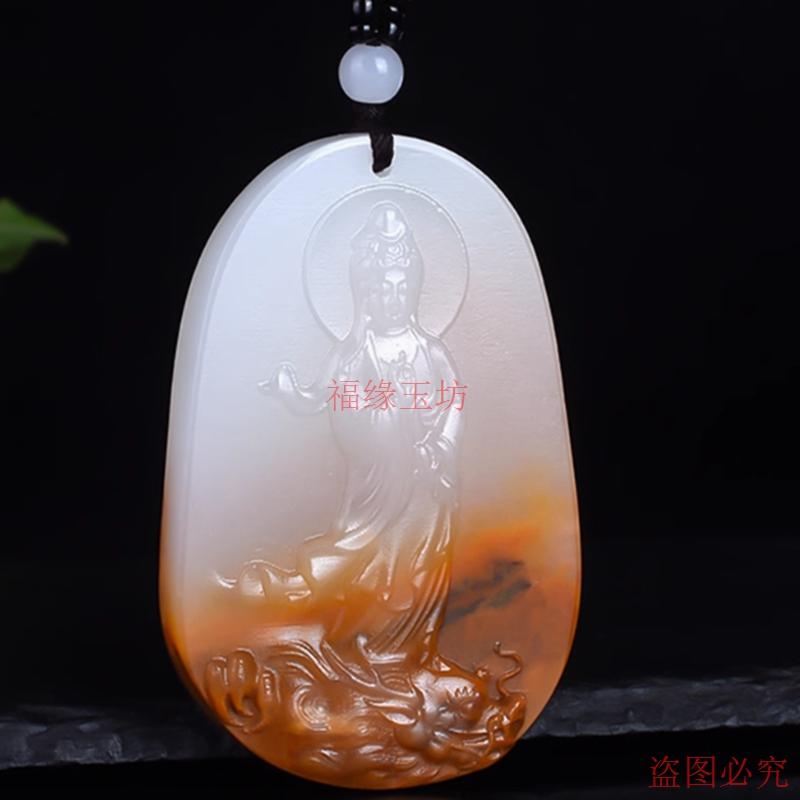 精品天然和田玉山料吊坠