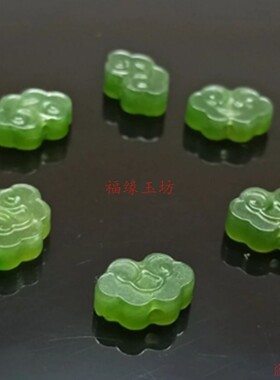和田玉菠菜绿碧玉笑脸如意配饰