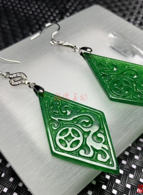 翡翠玉石耳环古典耳饰简约大气女