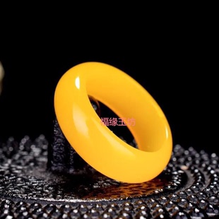 精仿新疆和田玉黄玉戒指玉指环扳指玉石男女款玉石戒指