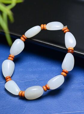 和田玉手链原石羊脂玉白玉手串