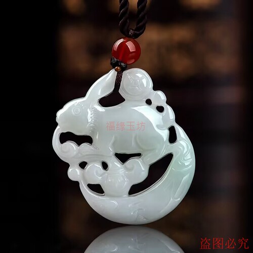 天然缅甸a货翡翠玉兔生肖吊坠