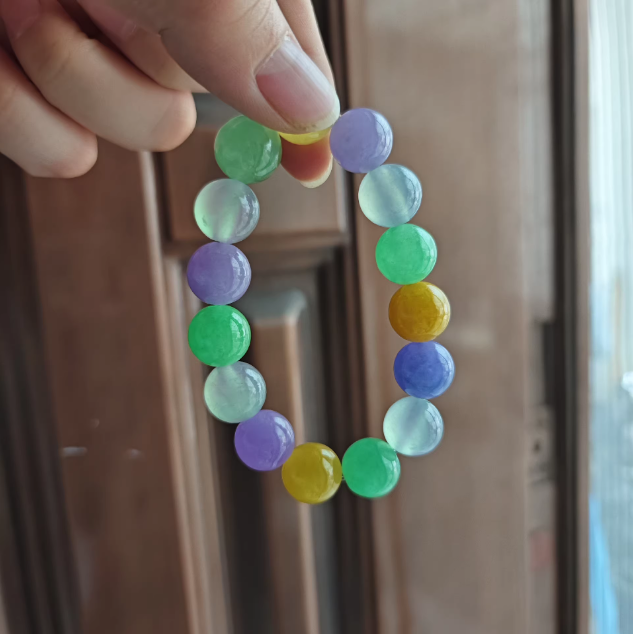 天然翡翠多宝手串冰种七彩色多宝翡翠大珠手串玉珠子珠链项链手珠