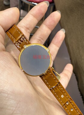 精品新疆和田玉手表带款玉石手饰烟紫色圆牌镶嵌饰品无事牌女手饰