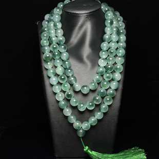 石英岩玉 翡翠色颗珠项链三圈手链冰种玉石108颗