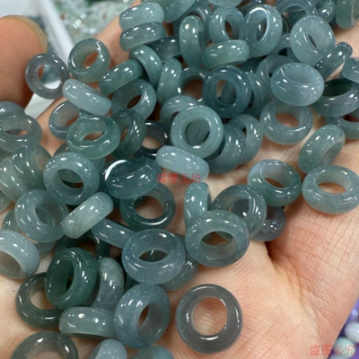精品翡翠蓝水10mm散小圆圈巴山翠玉环跑环diy手链手串配饰配件