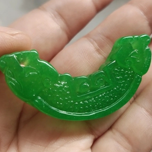 干青翡翠玉衡吊坠项链干青翡翠双龙头弯条项链diy配件配饰