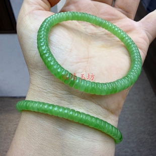 和田玉碧玉苹果绿直切手链手串时尚百搭手链饰品玉石手饰