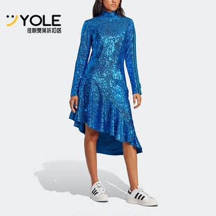 Adidas/阿迪达斯正品BLUE VERSION女子运动亮片连衣裙HR3414