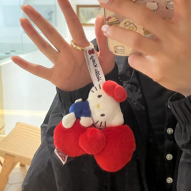 HelloKitty三丽鸥趴趴蝴蝶结kt可爱生日礼物学生书包包钥匙扣挂件