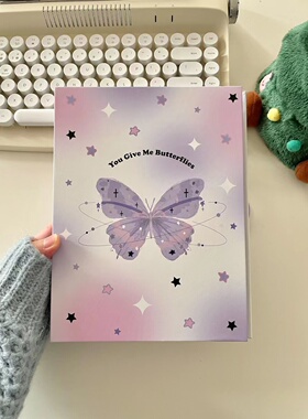 ins风紫色蝴蝶A5卡册四宫格ins韩风拍立得3寸5寸生写相册小卡收纳