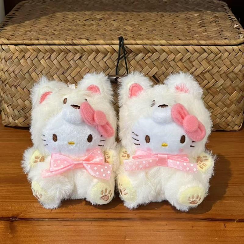 北海道大尾巴狐狸可爱hellokitty包包挂件书包小挂饰品公仔kt玩偶