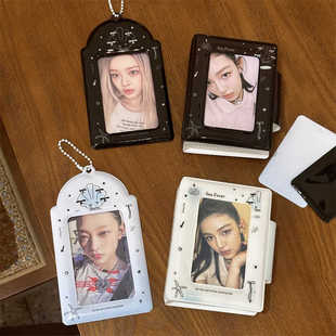 原创ins渐变贝壳蝴蝶结一宫格卡册按扣3寸拍立得卡套爱豆小卡卡包