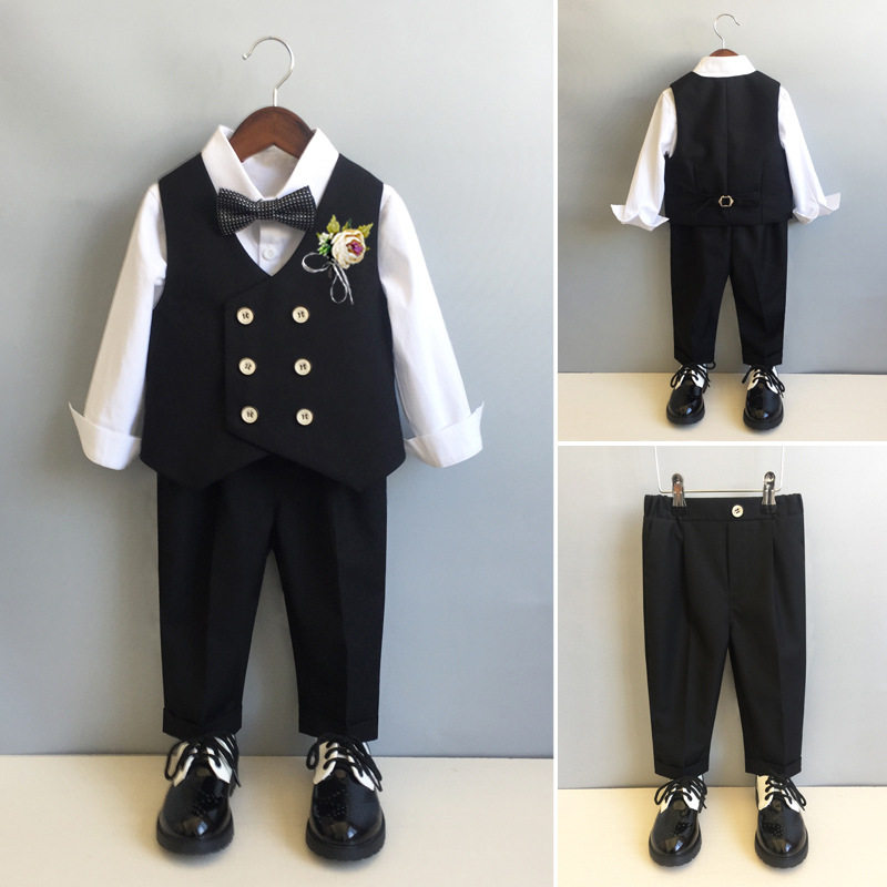 男童西装套装帅气英伦夏季花童礼服周岁男宝宝春秋儿童西服三件套