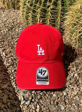 *47Brand软顶美潮复古小标夏季休闲黑白LA刺绣字母男女通用棒球帽