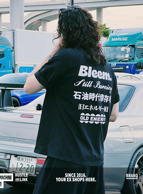 BleemButterfly“石油时代幸存者‘美式街头JDM重磅小领口短袖T恤