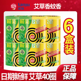 榄菊蚊香艾草40圈清香型实惠家庭装家用室内驱蚊灭蚊盘香批发6桶