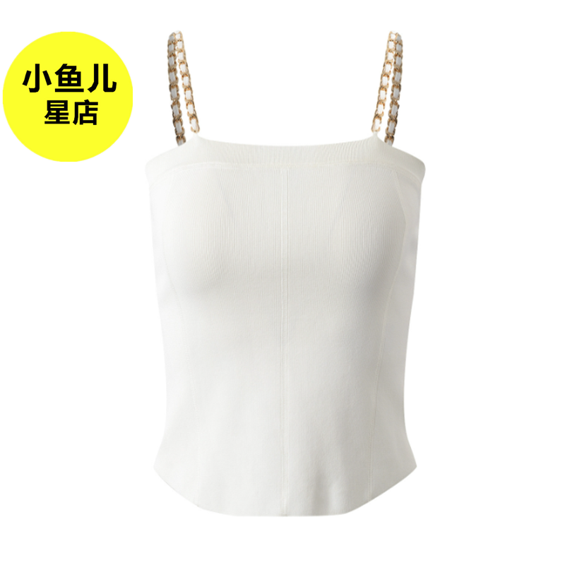 高端法式小众性感甜辣风修身显瘦短款美背上衣女链条吊带无袖背心
