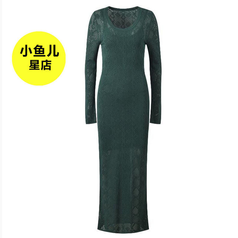 法式浪漫秋冬新款气质时尚优雅修身显瘦包臀polo领长袖针织连衣裙