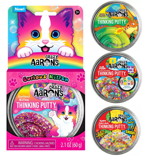 美国正品Crazy Aarons彩泥黏土拉伸解压盲盒玩具疯狂亚伦好奇小猫