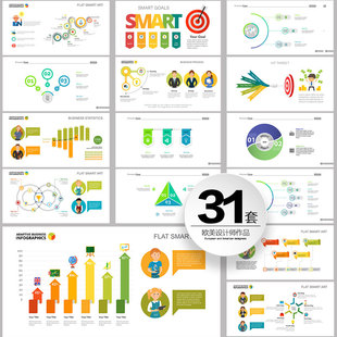 信息数据图表ppt元素柱状饼图序号时间轴扁平图标ai平面设计素材