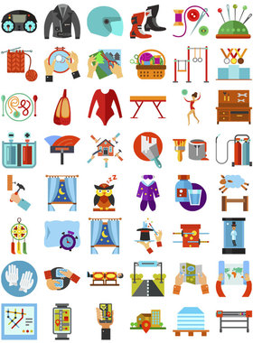 142P免扣UI图标ppt元素魔术办公体操商务厨具装修ai矢量设计素材